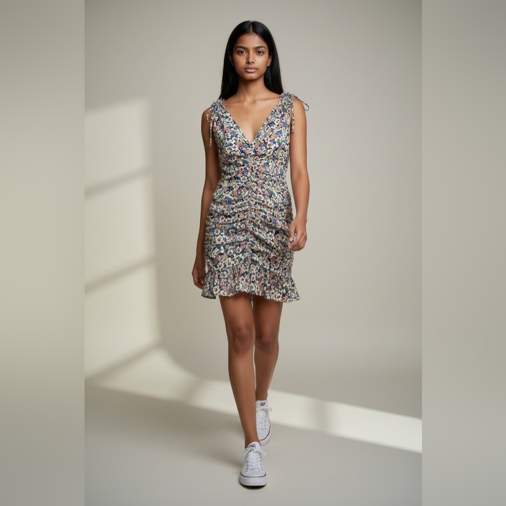 Veronica Beard Floral Backless Dress - Black and Cream